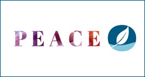 'PEACE' in multi-coloured capitals and the small logo of Onewa Christian Community (a leaf or sail on water).