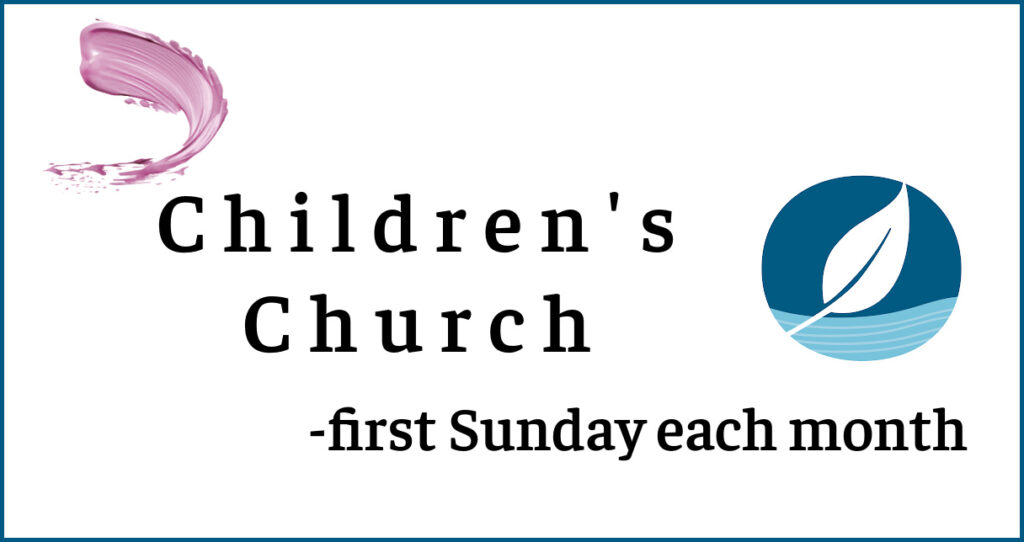 'Children's church - first Sunday of each month.' Logo of Onewa Christian Community.