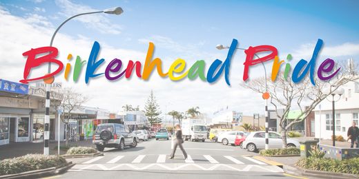 Street scene in Birkenhead and 'Birkenhead Pride' in coloured letters.